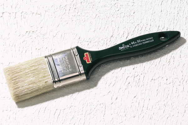Natural bristle varnish brush — flat, with green wooden handle (Starter Set of three)